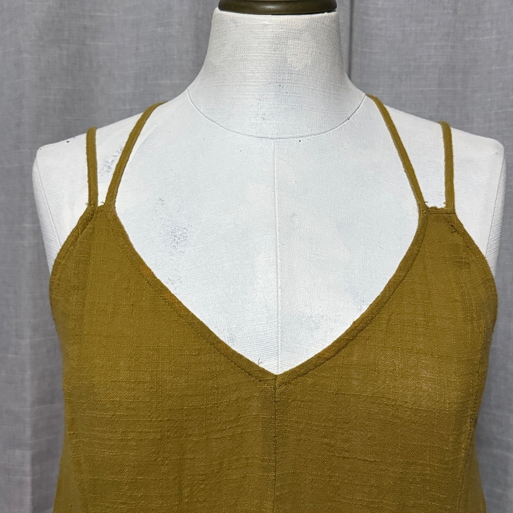 100% Cotton Lush Brand Skater Style Strappy Dress-Sz S-Chartreuse-GUC - Picture 3 of 16